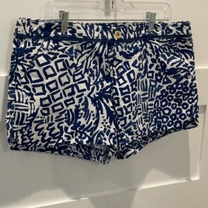 Lilly Pulitzer High Waist Blue and White Geometric Shorts